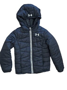 Kids Under Armor Winter Puffer Hooded Jacket - Black - 6X